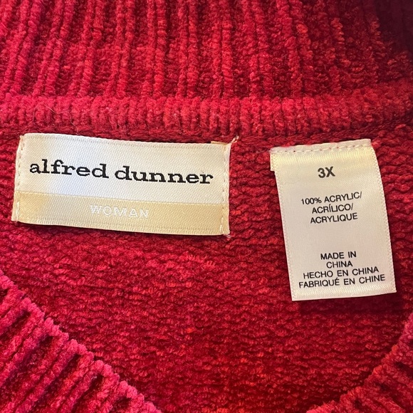 Alfred Dunner Mockneck Red Sweater Chenille Cabled Winter Holiday Christmas 3X - Picture 12 of 17